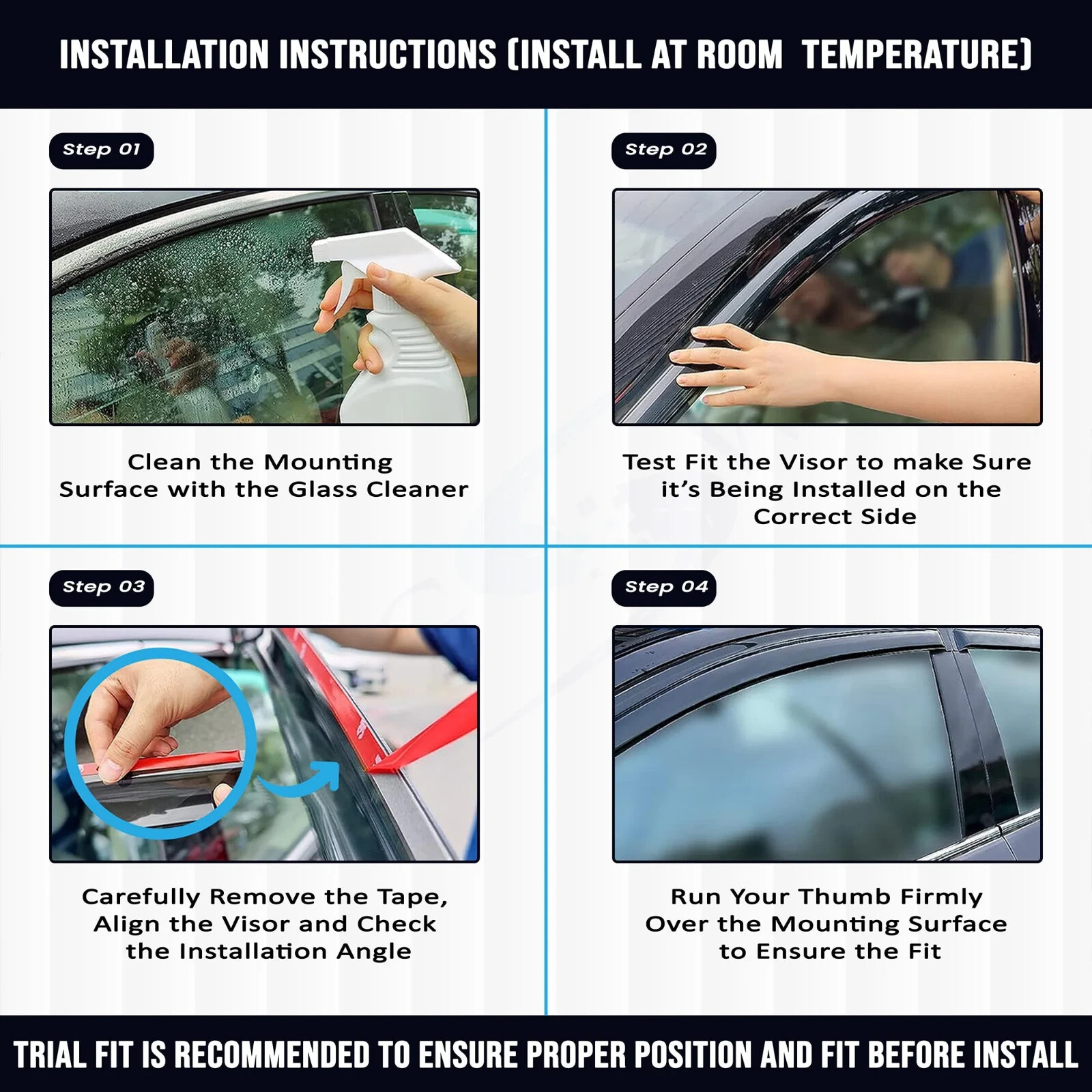Hyundai Grand i10 Door Visor Rain Guard Wind Deflector Set of 4 Pieces