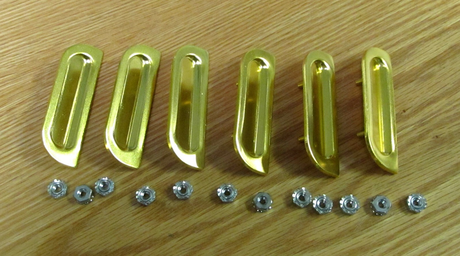 1957 CHEVY GOLD FENDER LOUVERS set of 6 with hardware ** USA MADE **