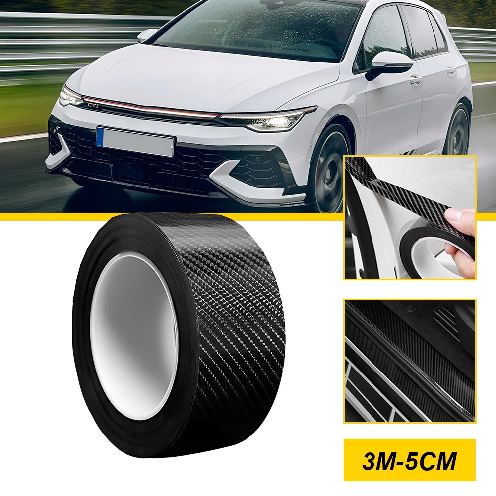5Cm*3m Carbon Fiber Style Sticker Door Sill-Scuff Anti Scratch Tape Film