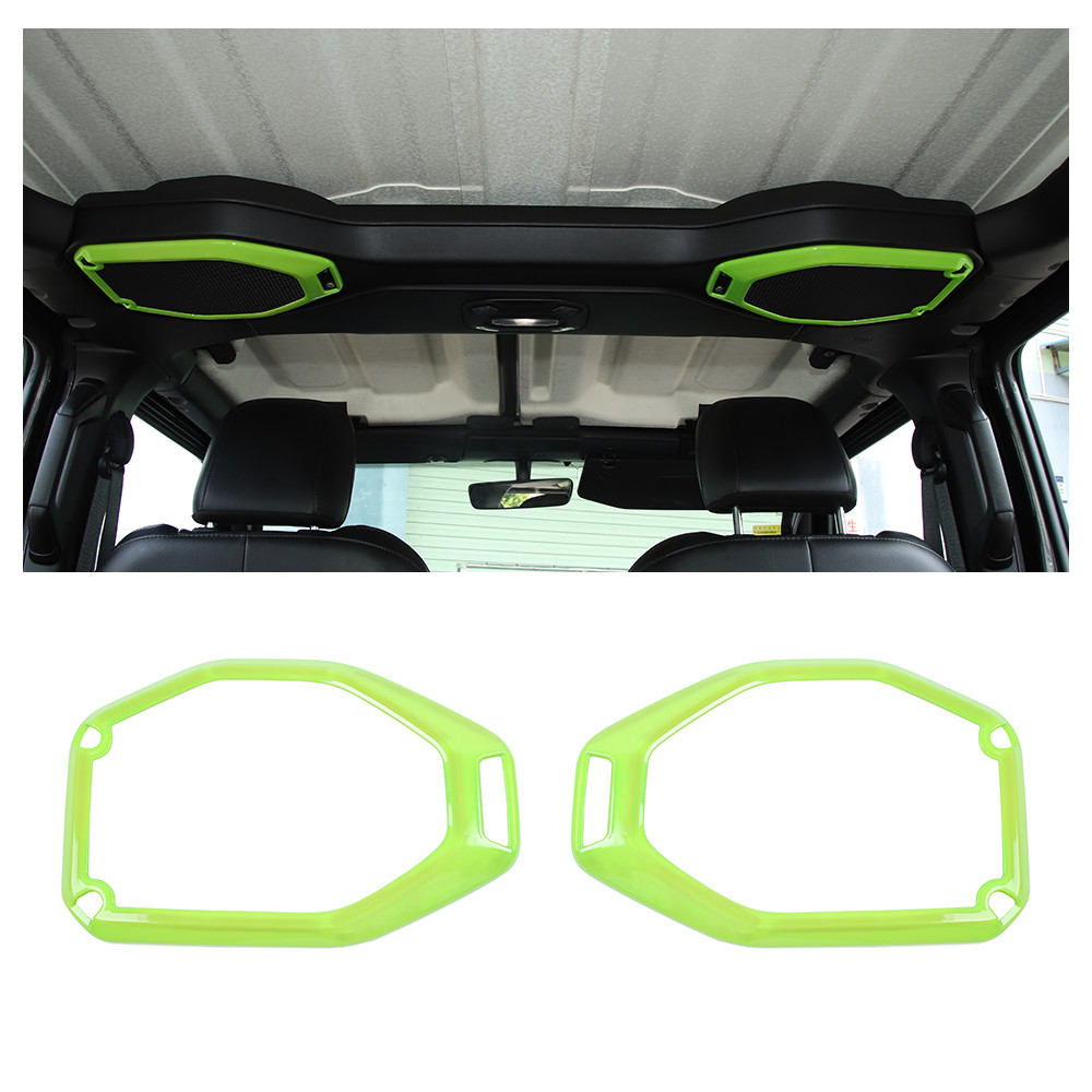 A pillar & Roof Speaker Stereo Cover Trim for Jeep Wrangler JL JT 18+ Baby Green