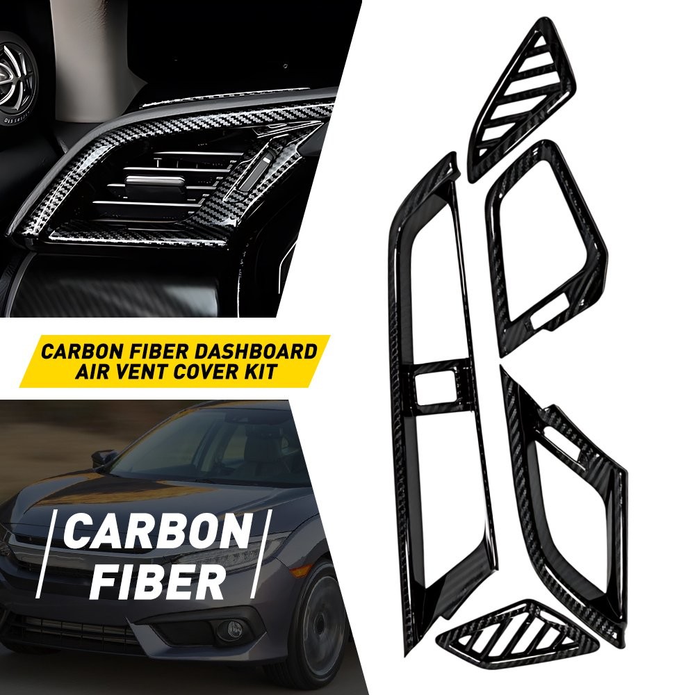 For Honda Civic 10th 2016-2020 Carbon Fiber Style Dashboard Air Vent Cover Case