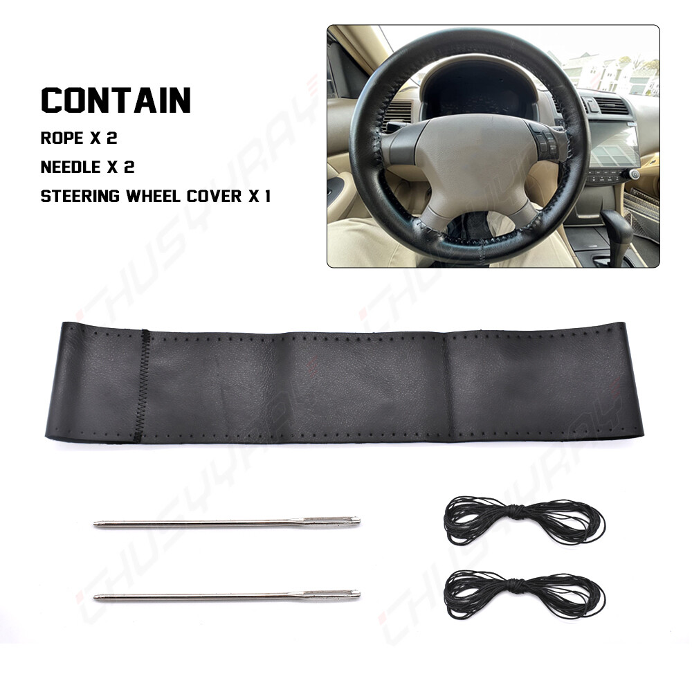 15″ Steering Wheel Cover Genuine Leather for Ford F150 F250 F350 Super Duty
