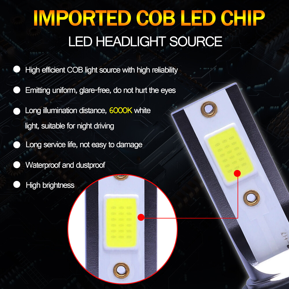 Cool White 6000K LED Headlight Kit 9005 9006 Bulbs High + Low Beam Combo Lamp
