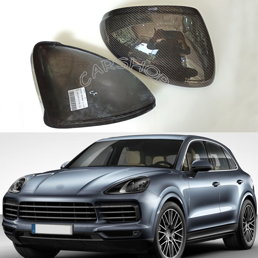 Real Carbon Fiber Side Mirror Cover Caps Overlay For Porsche Cayenne 2018-2023