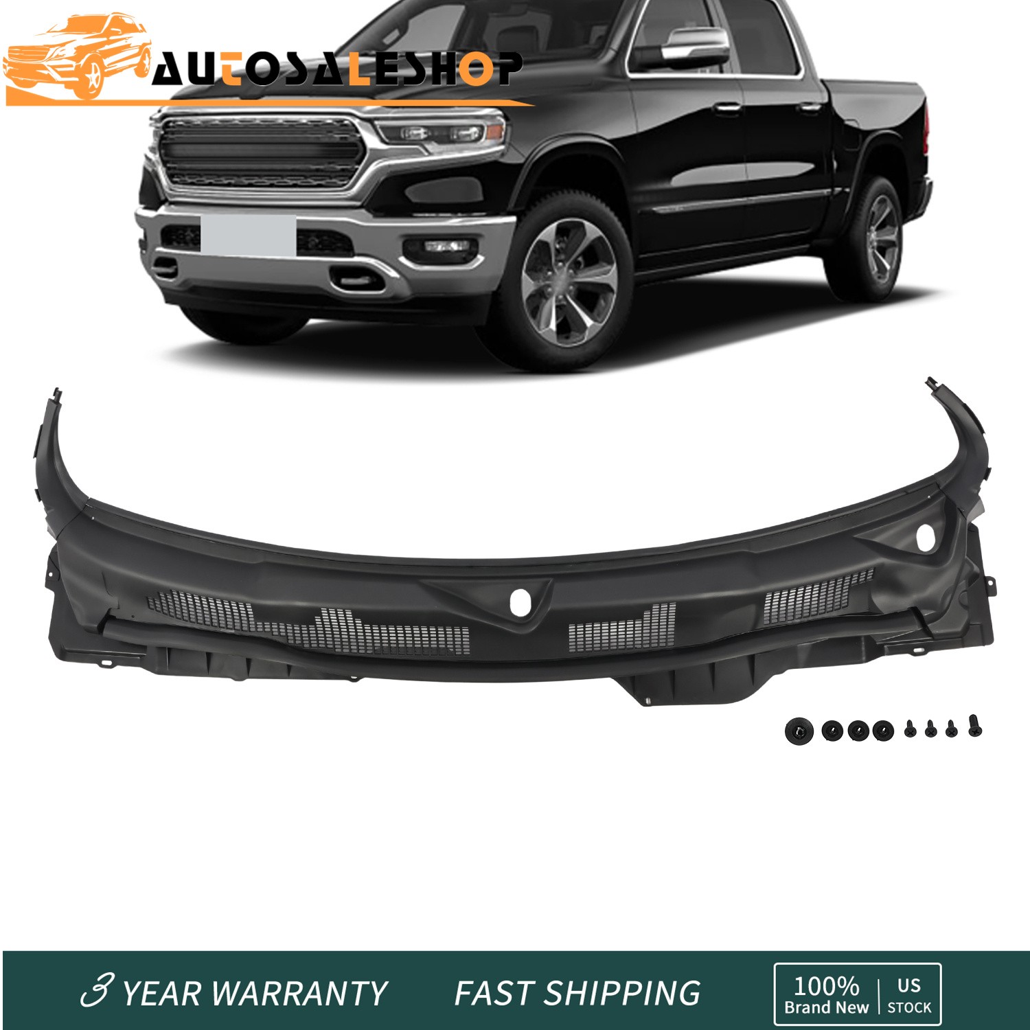 55112305AD Front Grille Wiper Cowl Windshield Panel For Dodge Ram 1500 2009-2024