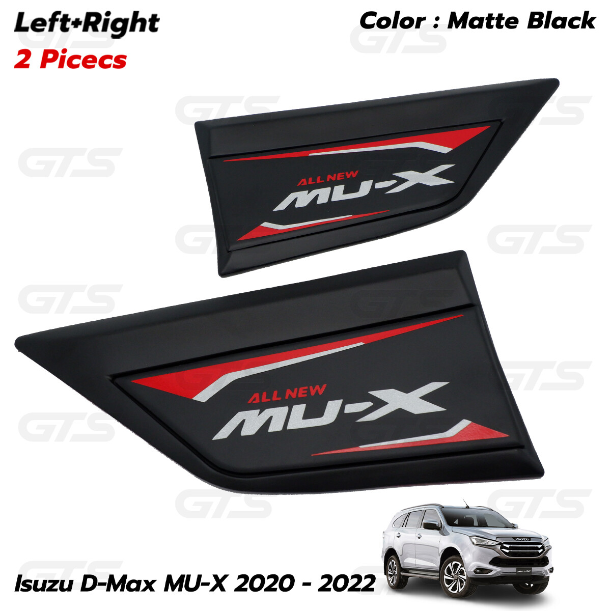 Matte Side Vent Fender Trim Cover For Isuzu MU-X SUV 2WD 4WD ’21 ’22