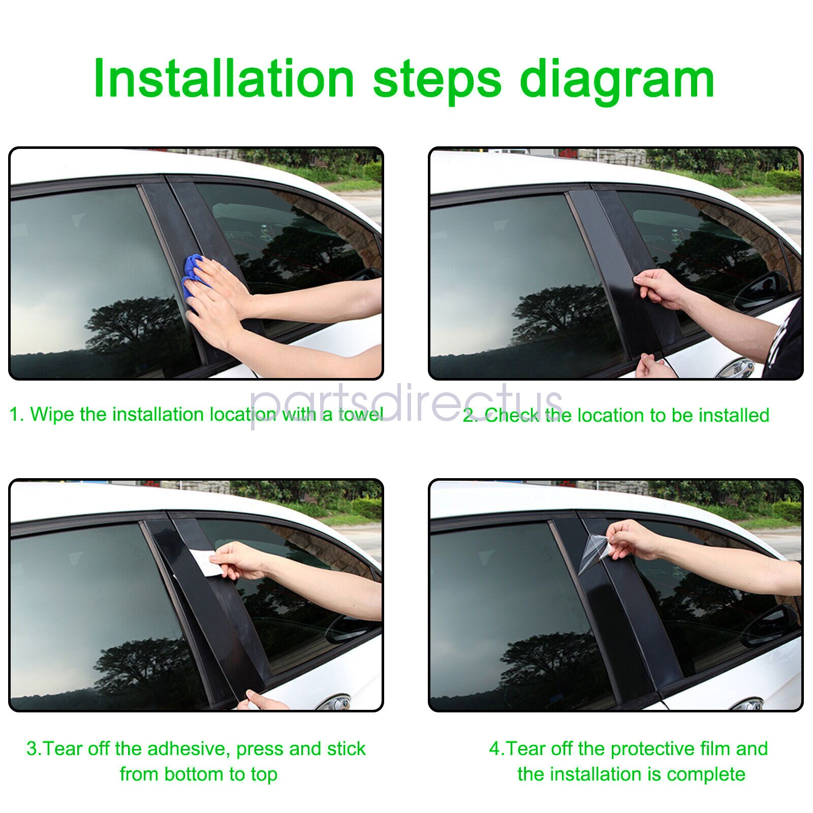 For Chevrolet Malibu 16-21 6pcs Black Window Pillar Post Door Trim Cover Set