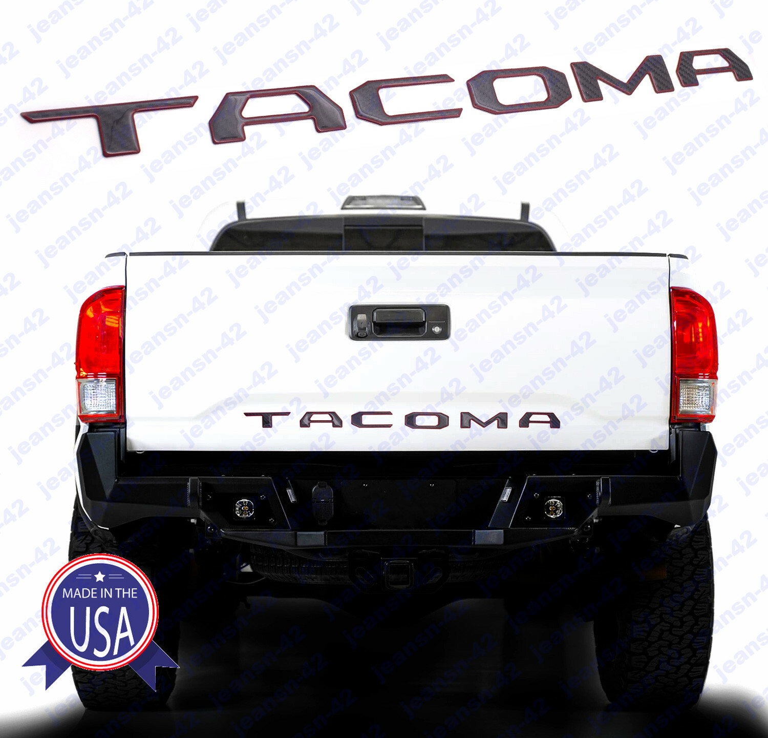 Black Red Carbon Fiber 3D Tailgate Insert Letters for 2016-2020 Toyota Tacoma