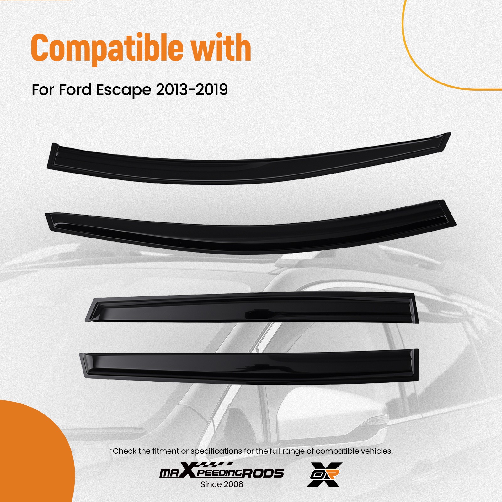 Side Rain Guards Wind Deflectors for Ford Escape 2013-2019 4PCS Window Visors