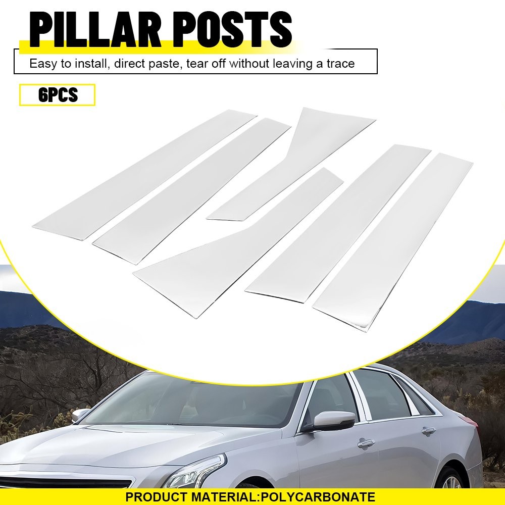 6 For Cadillac CT6 2016 2017 2018 2019 2020 Pillar Post Window Door Trims Chrome
