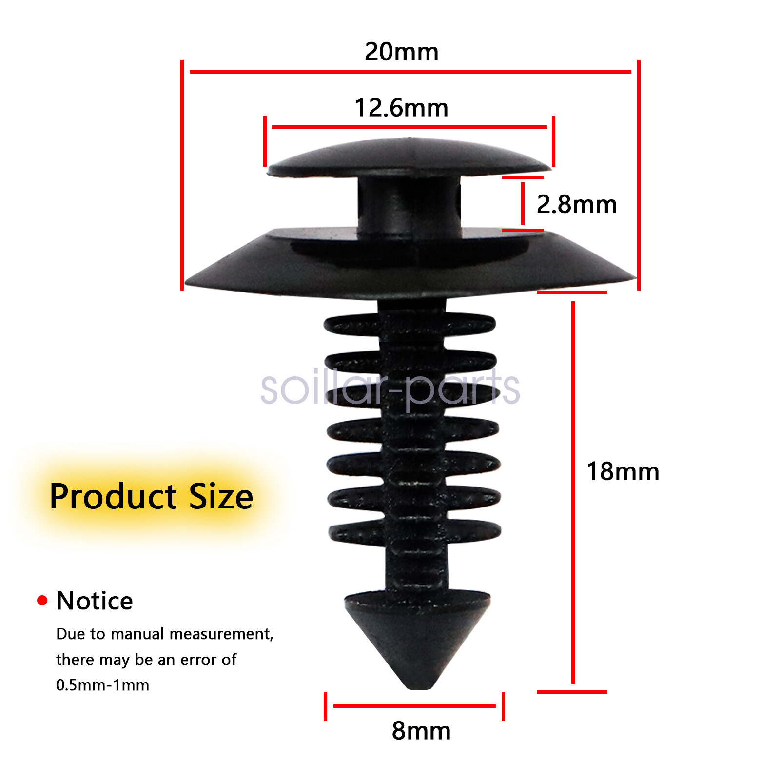 25pcs Interior Door Panel Clips N805155-S Trim Pin Black for Ford Trucks