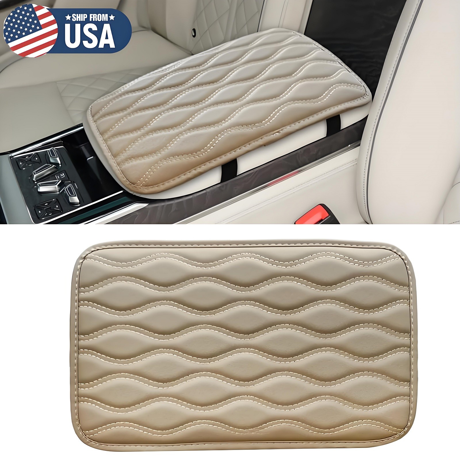 PU Leather Auto Armrest Pad Cover Center Console Box Cushion Mat Car Accessories