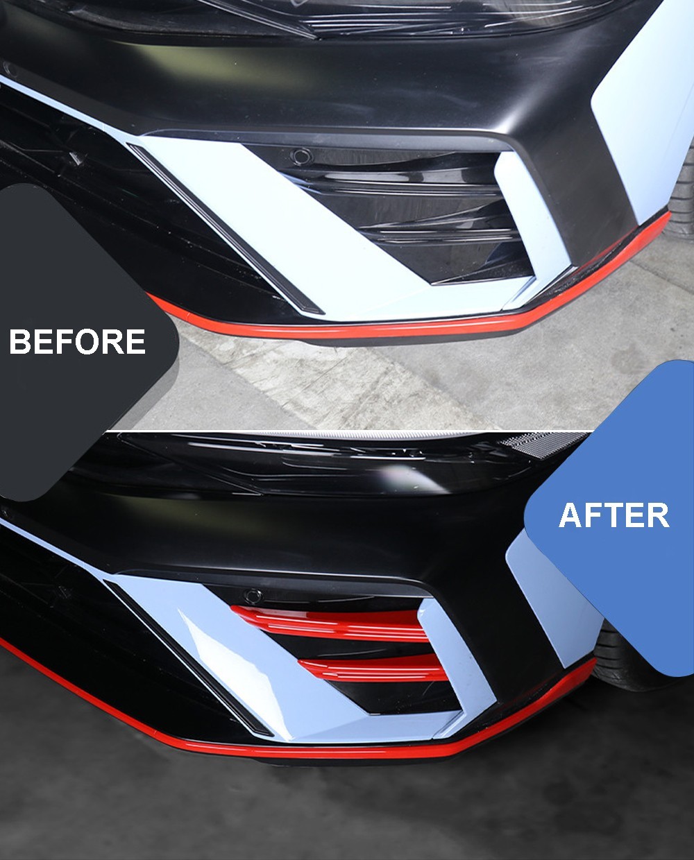 Red Front Bumper Side Cover Trim Stripes For Hyundai Elantra N N-Line 2024-2026