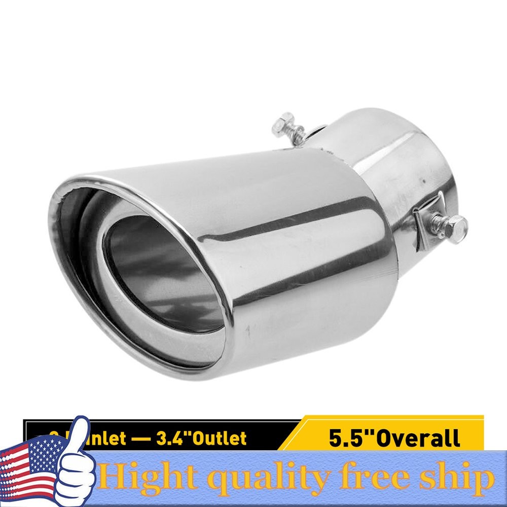 Silver Outlet Tailpipe Car Stainless Steel Matte Exhaust Tip Fit For 2.5-3.4Inch