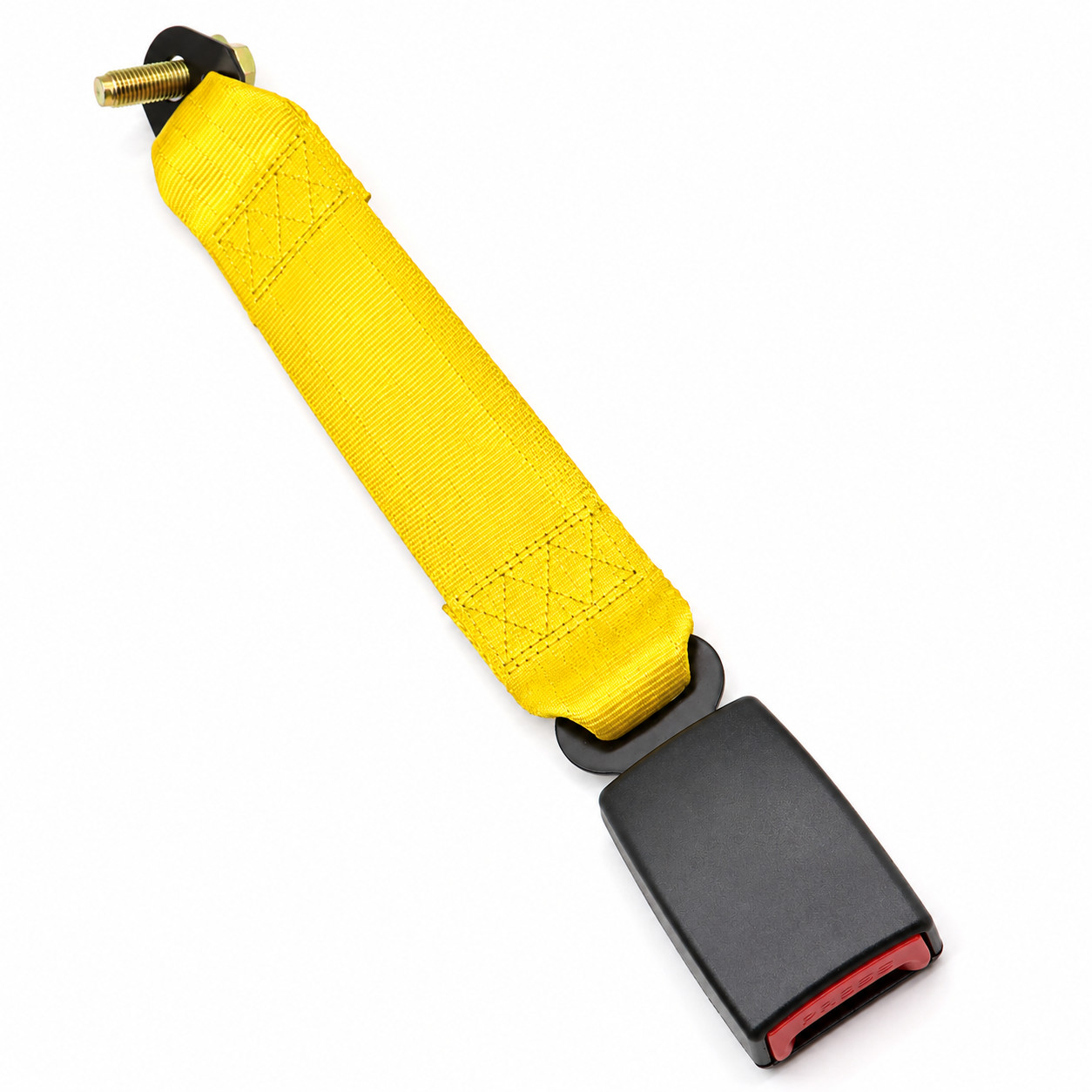 2 Retractable 3 Point Safety Yellow Seat Belt Straps Vehicle Adjustable Belt Kit