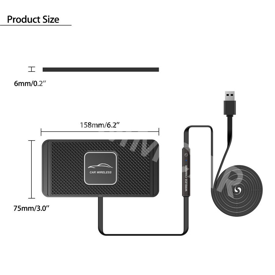 Wireless Phone Fast Charger Stand Charging Dock Non-slip Mat For Car Dashboard