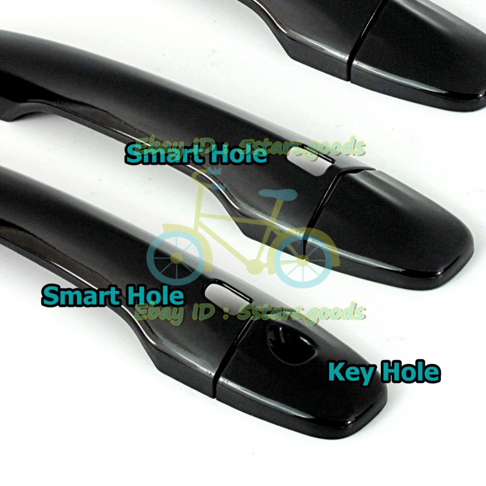 For 14-24 Infiniti Q50 Glossy Pure Piano Black Side Smart Door Handle Cover Trim