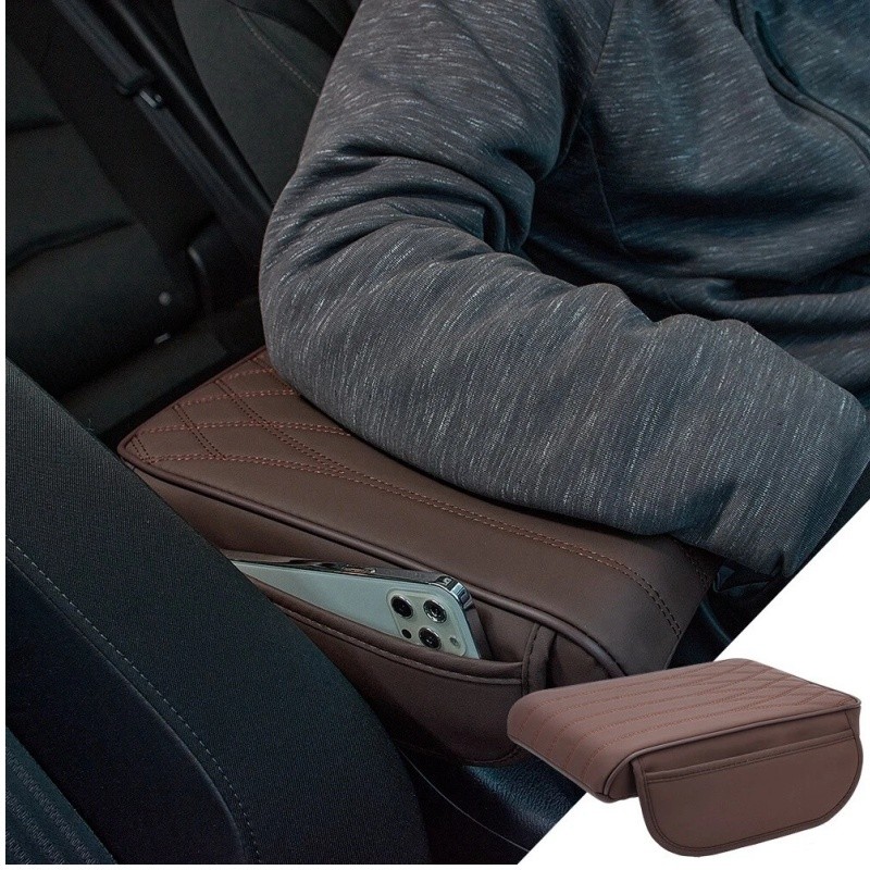 Car Armrest Cover Cushion with 2 Storage Bags Auto Center Console Armrest Pillow