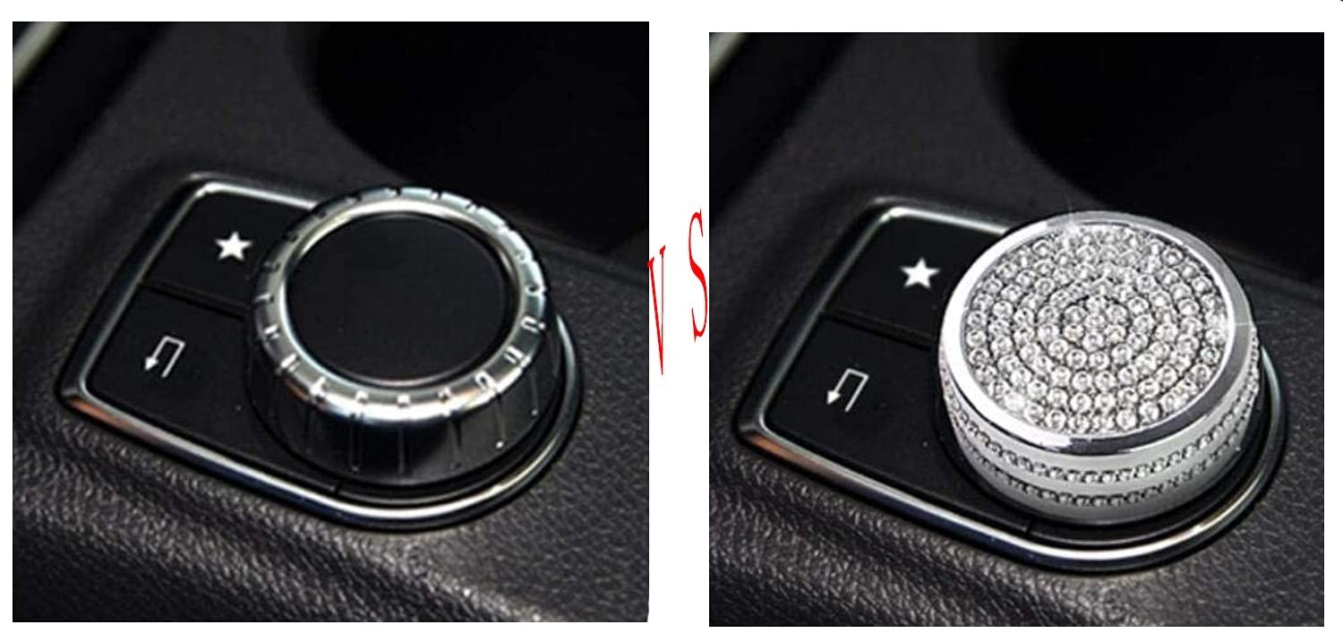 Bling Car Accessories – Crystal Center Control Button Emblem for Mercedes, Shiny