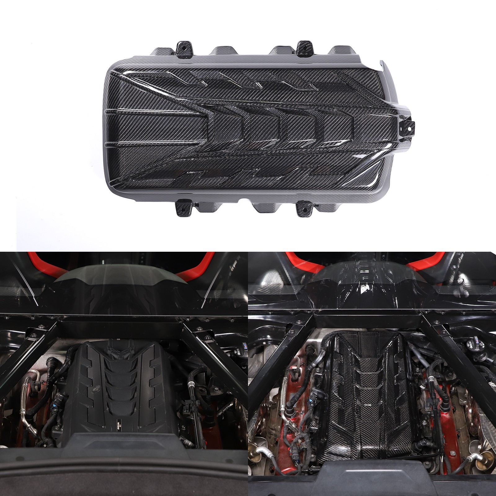 Carbon Fiber Engine Compartment Engine Bay Cover Trim Kits For Corvette C8 2020+