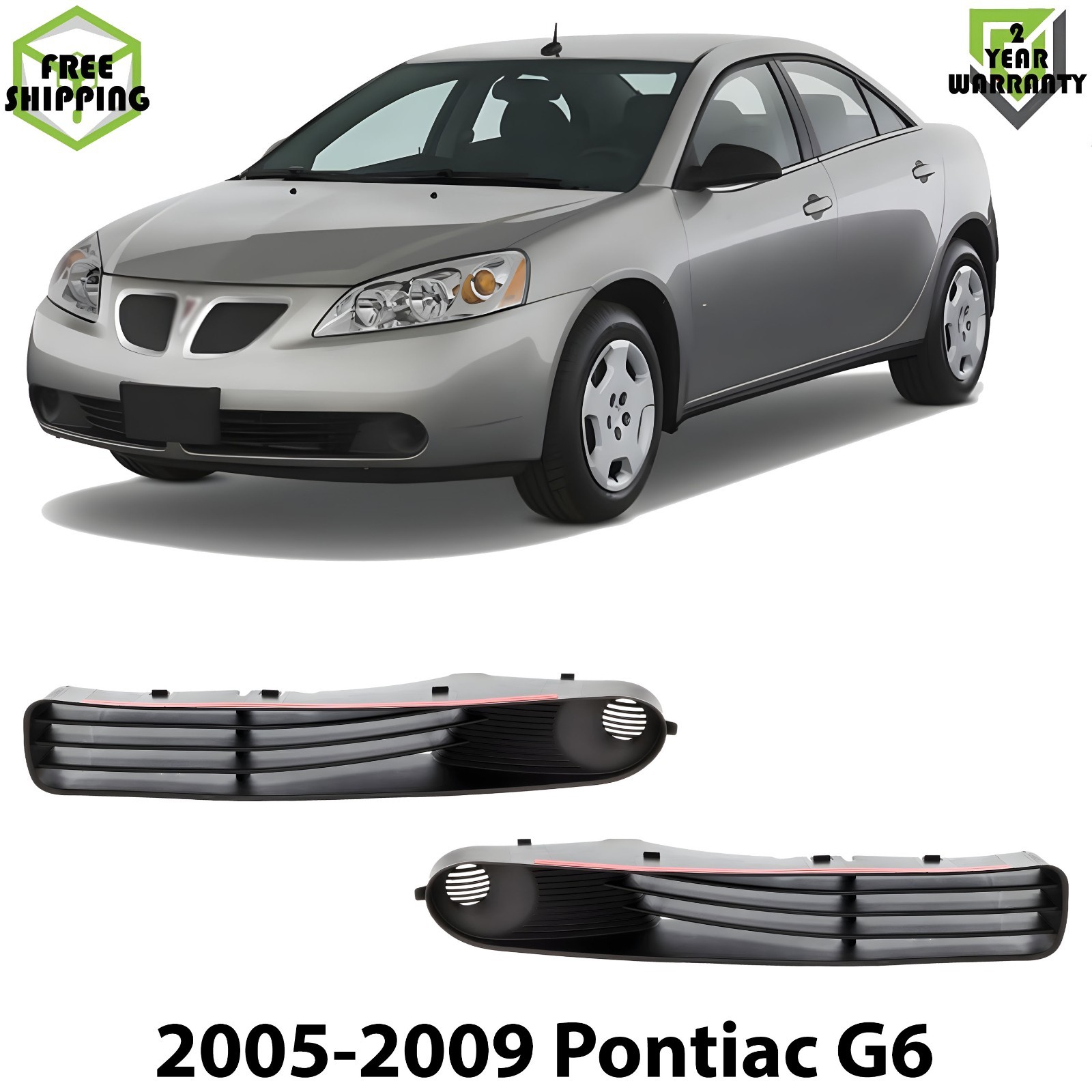 Front Fog Lights Cover Textured Left & Right Side For 2005-2009 Pontiac G6