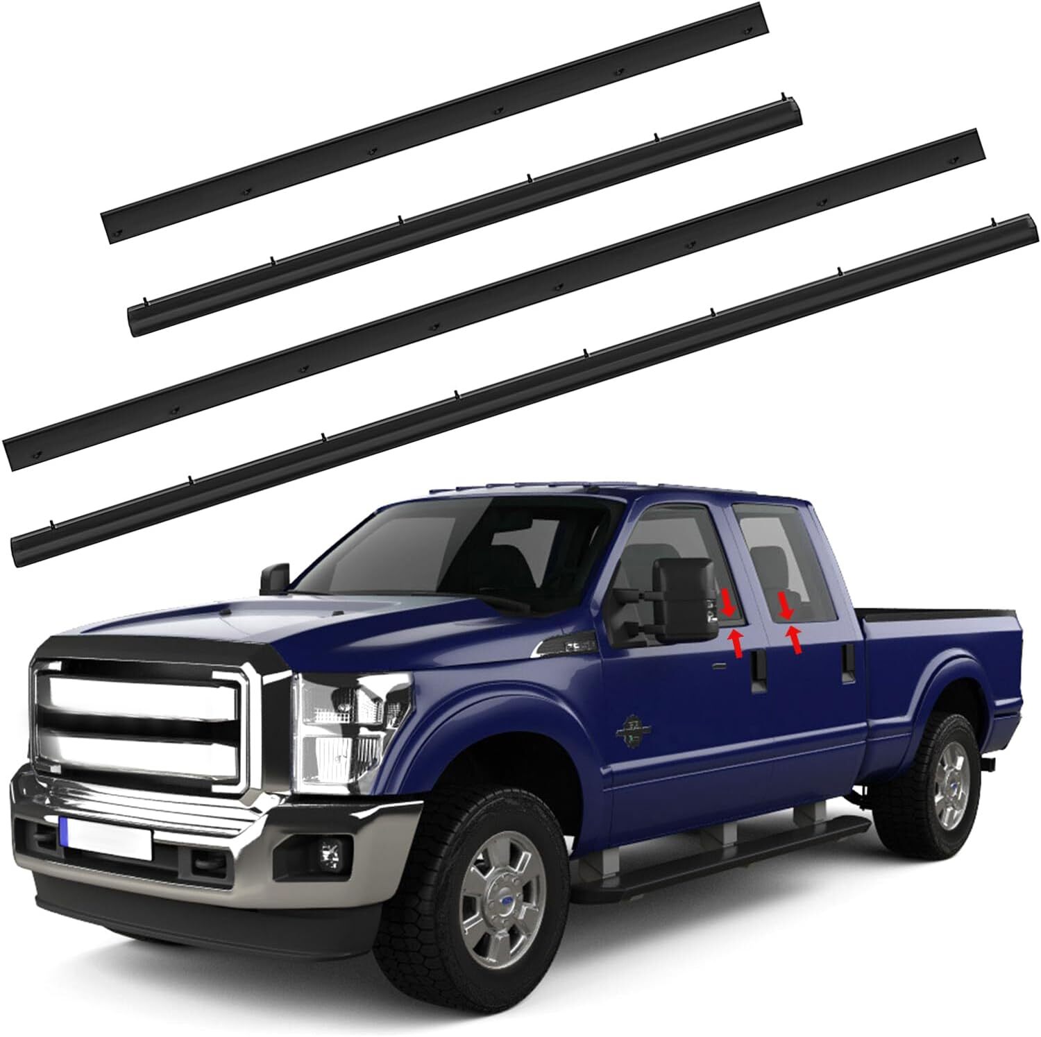 4x Front & Rear Lower Door Weather Strip Seal For 99-16 Ford F250 F350 Crew Cab