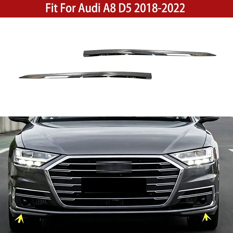 Left&Right Front Bumper Lower Corner Molding Trim Strip For Audi A8 D5 2018-2022