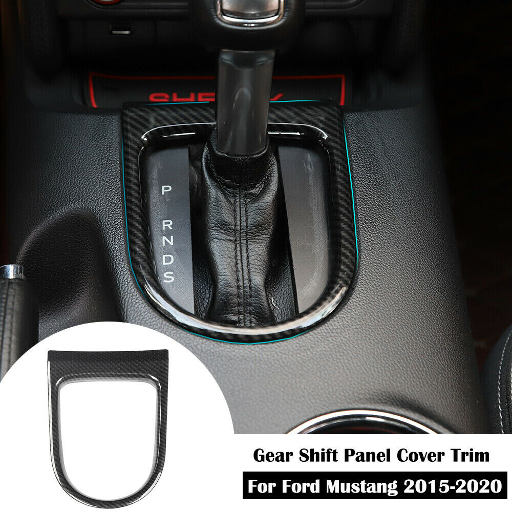 Carbon Fiber Cup Holder Insert &Gear Shift Frame Trim Cover for Ford Mustang 15+