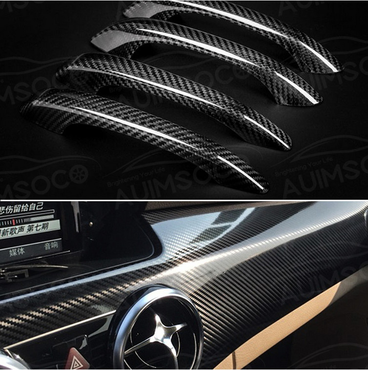 30*152cm 7D Premium Hi Gloss Black Carbon Fiber Vinyl Wrap Bubble Free Releas