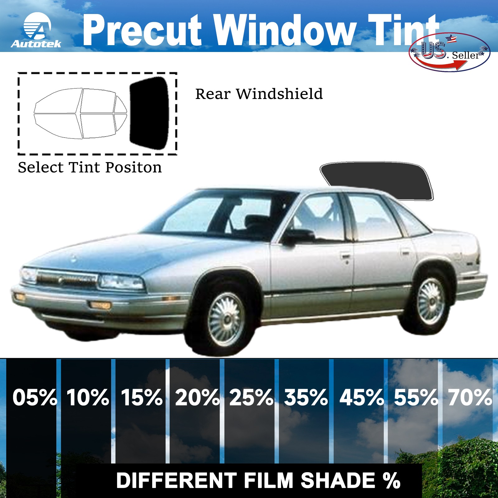 Window Privacy Film PreCut Window Tint 2Ply For 1997-2004 Buick Regal 4door