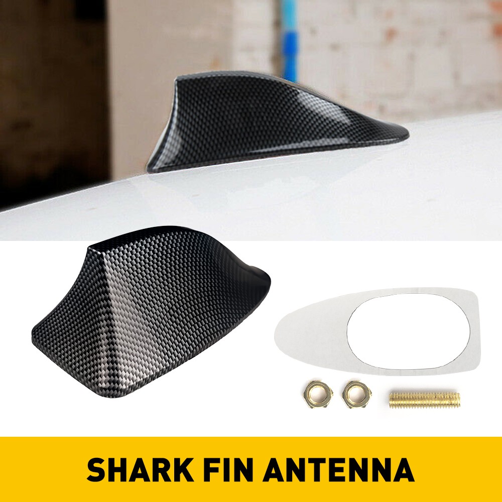 Carbon Car Fiber Roof AM FM Functional Radio Shark Fin Antenna Cover Aerial
