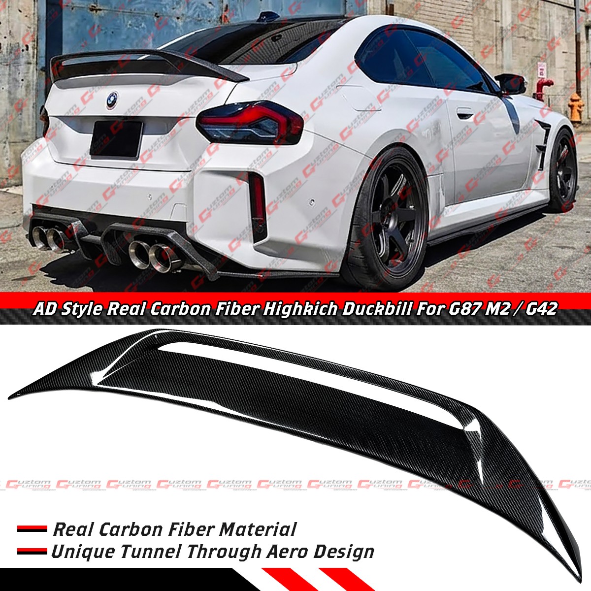 For 2022-2026 BMW G42 230i M240i G87 M2 AD Style Carbon Fiber Trunk Spoiler Wing
