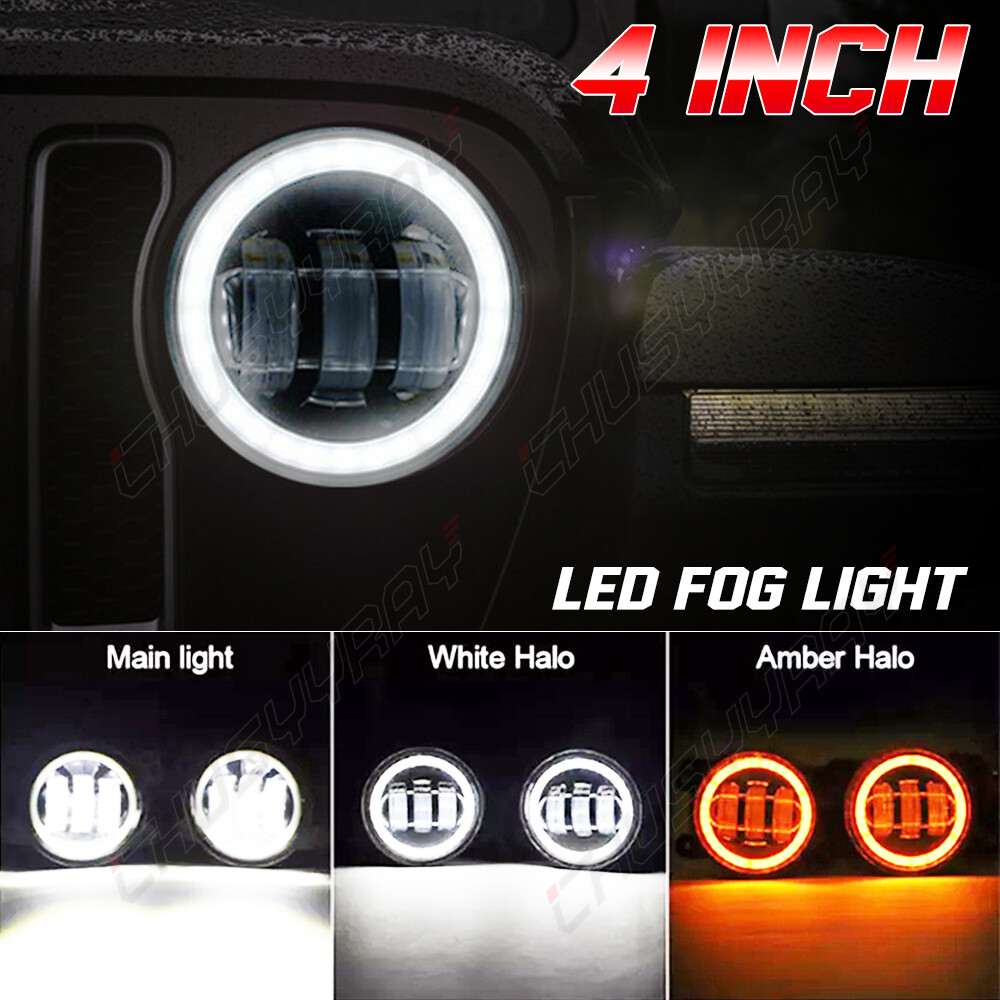 Pair 4 inch Round LED Fog Lights Halo Angel Eyes DRL For Hummer H3 H3T 06-10