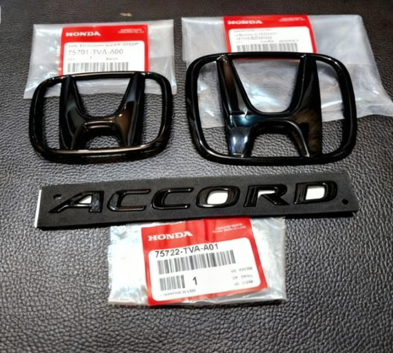 For Honda Accord Sedan 4-Door 2018-2022 Badge Black Front Grill Trunk Emblem..*
