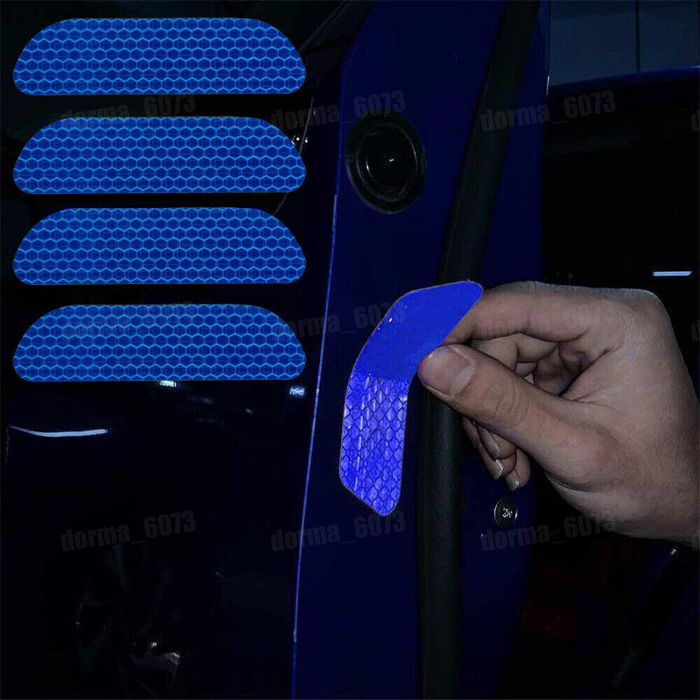 4x Reflective Tape Warning Safety Mark Car Door Stickers Car Accessories Blue