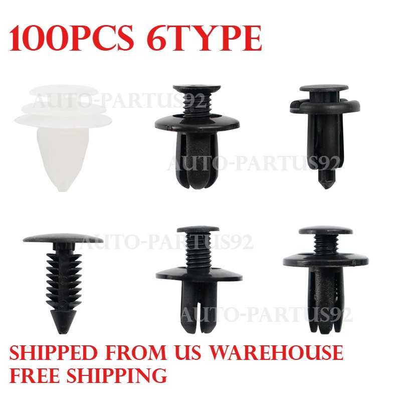 100Pcs Push-Type Retainer Clip Fastener for Honda Bumper & Fender Liner Specific