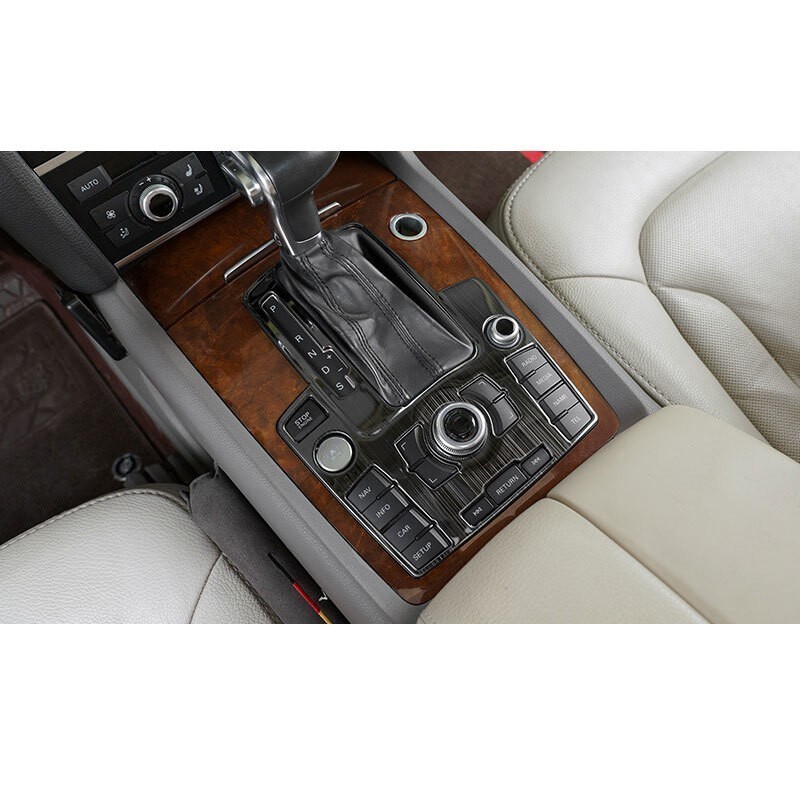Fit For Audi Q7 2006-2015 Black Steel Central Console Gear Shift Panel Trim 1PCS
