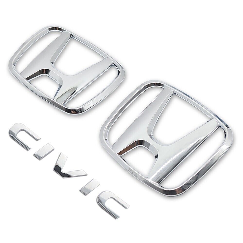 3PCS H+CIVIC FC FK SILVERY EMBLEM BADGE FOR CIVIC FC FK 2015-2021 ADHENSIVE