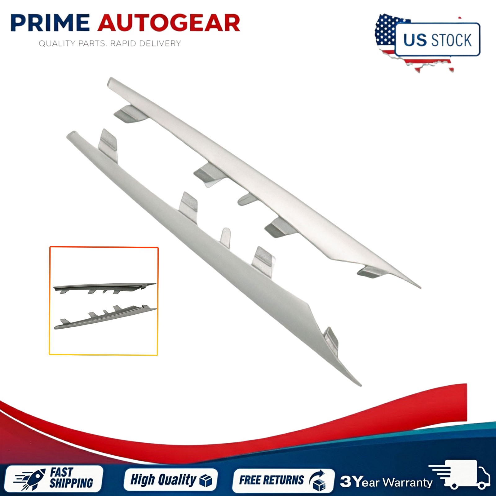 Pair Front Bumper Trim Set Driver and Passenger Side Silver For 2011-2013 BMW X5