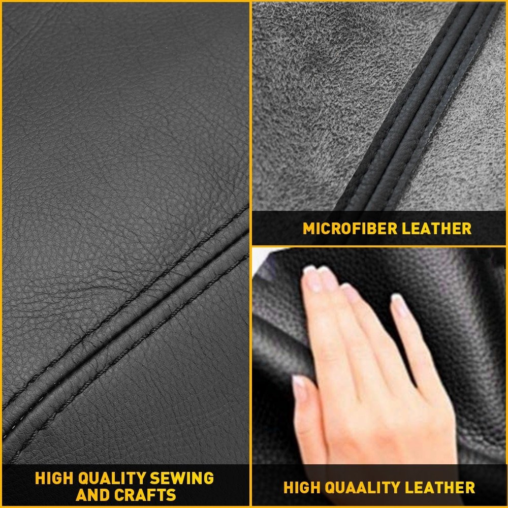 Center Console Cover Leather Armrest Cover Black For 2017-19 Ford Escape 1-5SET