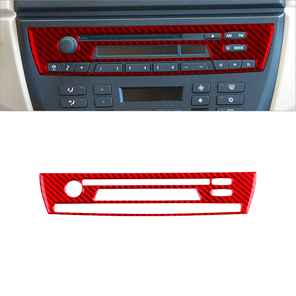Red Carbon Fiber Interior Central Console CD Cover Trim For BMW X3 E83 2004-10
