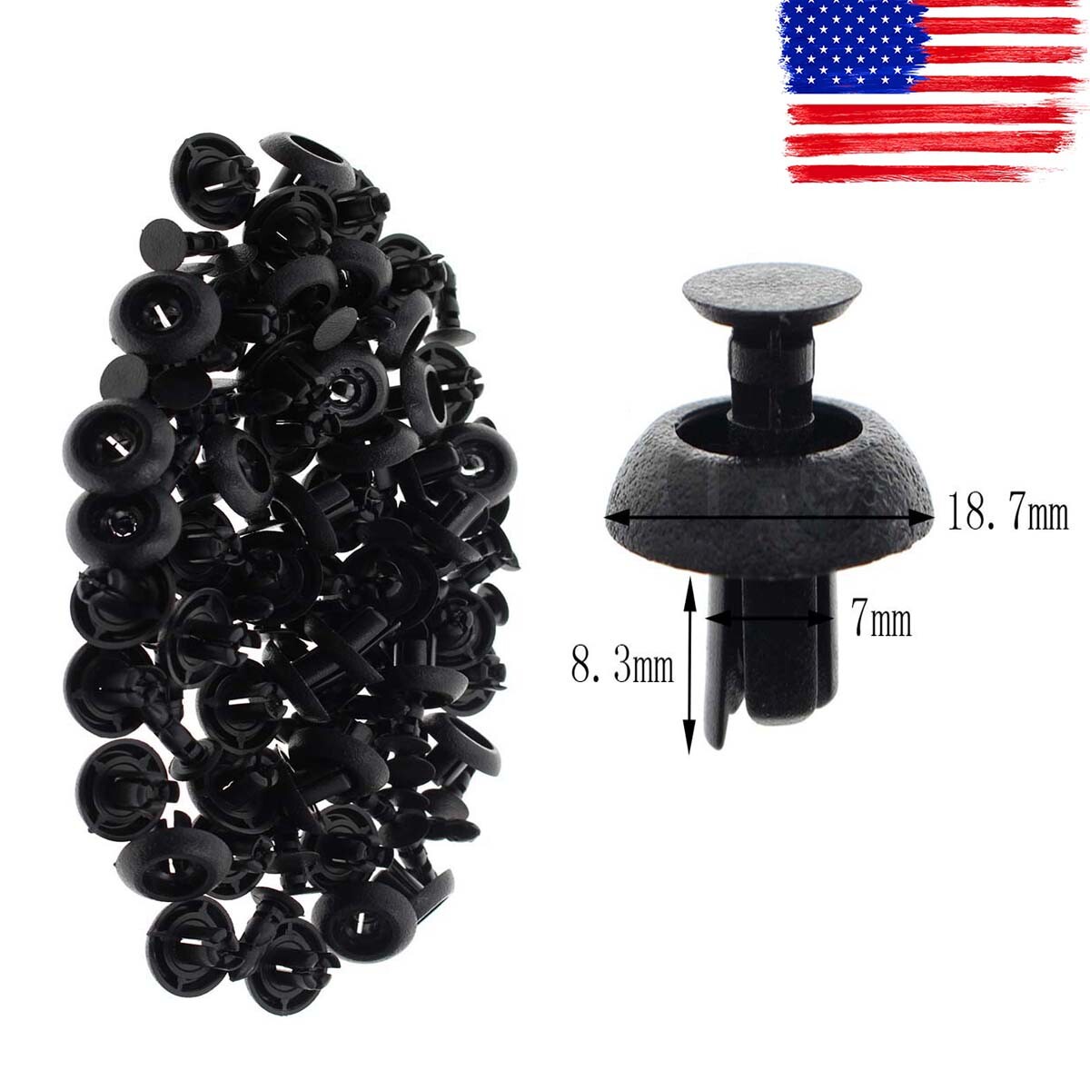 100pcs 7mm Hole Engine Cover Radiator Grille Bumper Clips For Toyota Lexus Scion