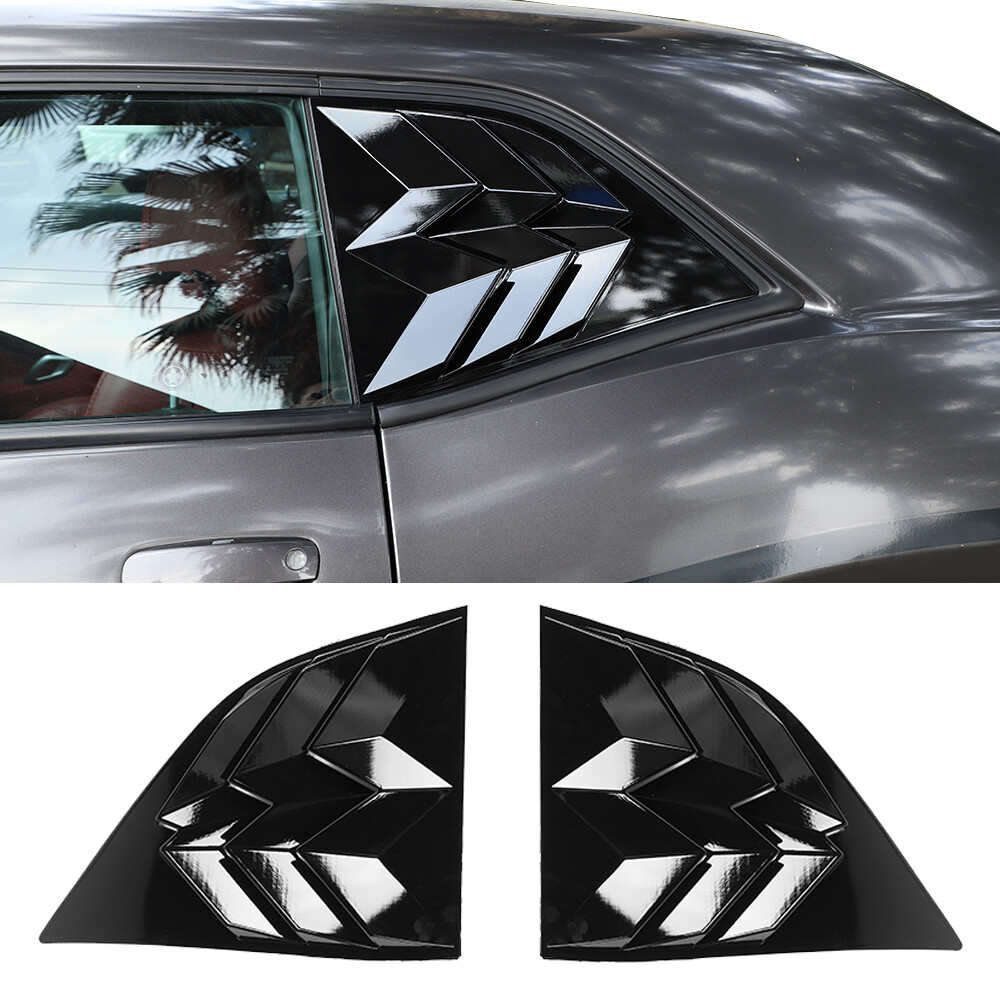 Side Rear Window Scoop Vent Louvers Cover Quarter For Dodge Challenger 10+ Black