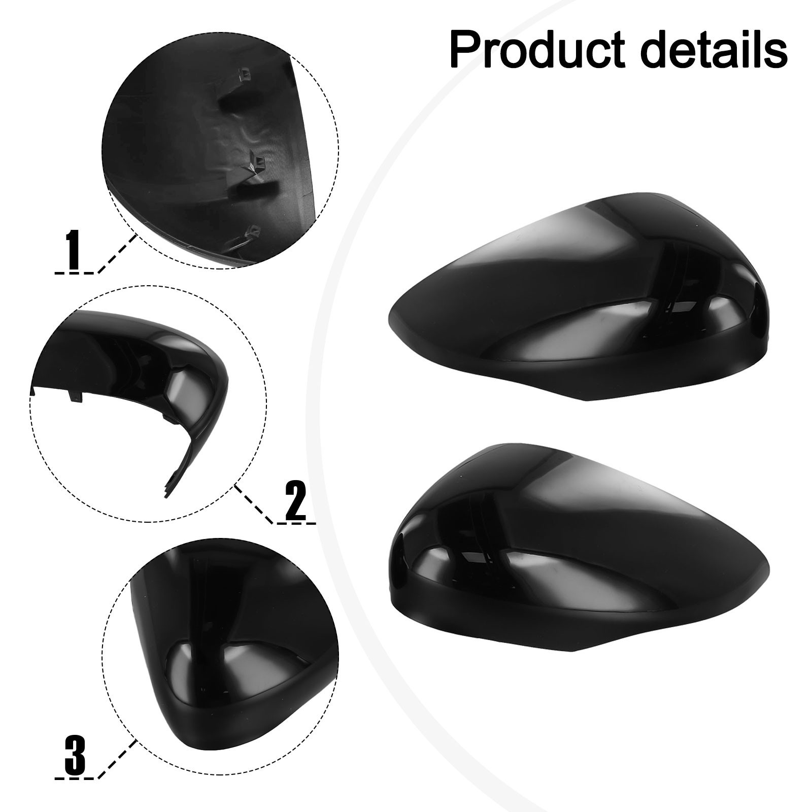 Gloss Black Mirror Cap Compatible with For Ford for fiesta MK7 Easy to Replace