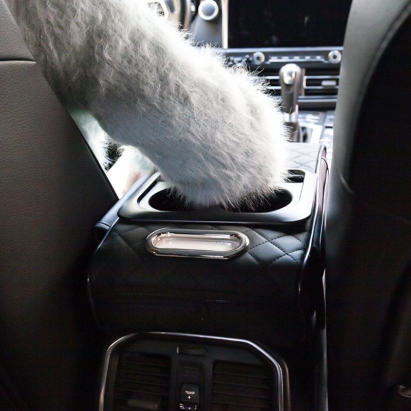 Car Arm Rest Cover Car Center Console Cover with Cup Holders and Tissue Box Slot