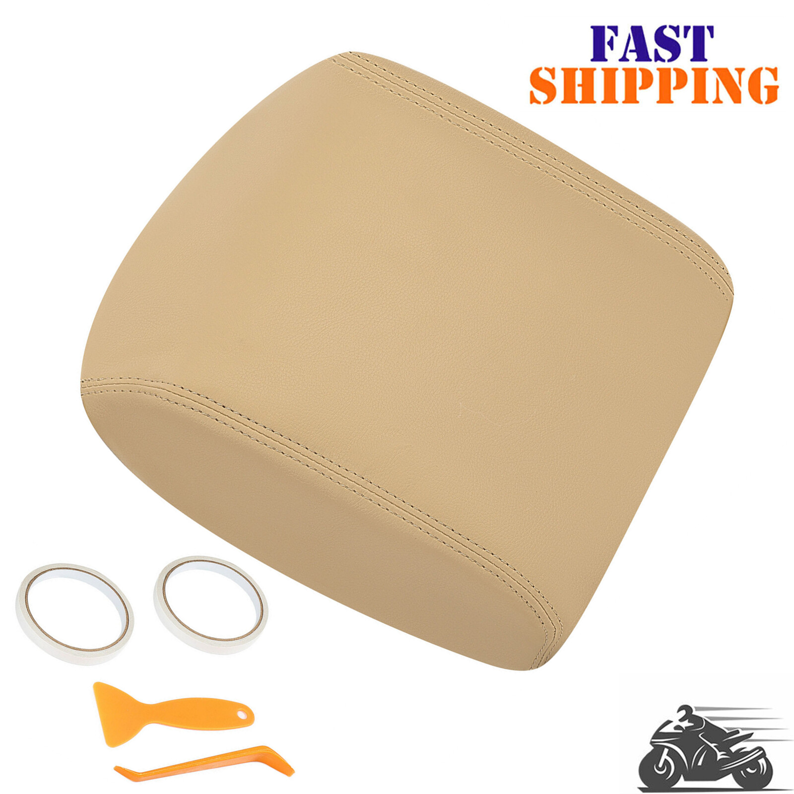 For Honda Pilot 09-2015 Beige Synthetic Leather Armrest Center Console Lid Cover