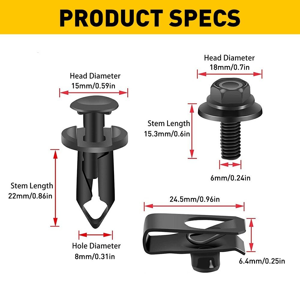 For Ford Truck Body & Bolts U-nut Clips – 35pcs M6 Engine Cover Undertray Screws