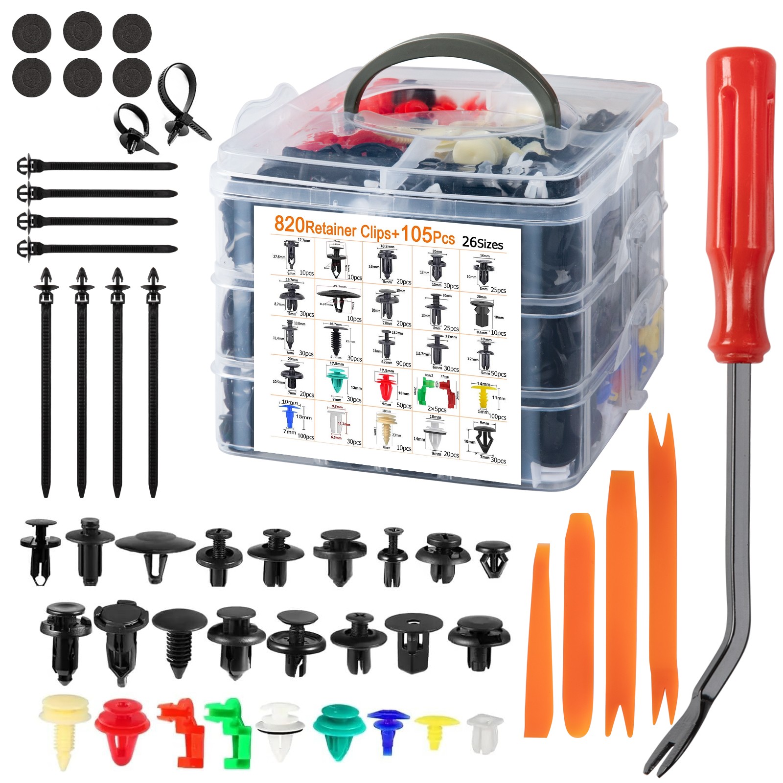 925Pcs Car Push Retainer Clips & Auto Fasteners Assortment Kit Removal Tools Set