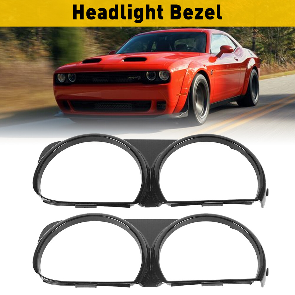 FOR DODGE CHALLENGER 15-20 HALOGEN HEADLIGHTS HEAD LAMPS LIGHTS TRIM BEZELS PAIR