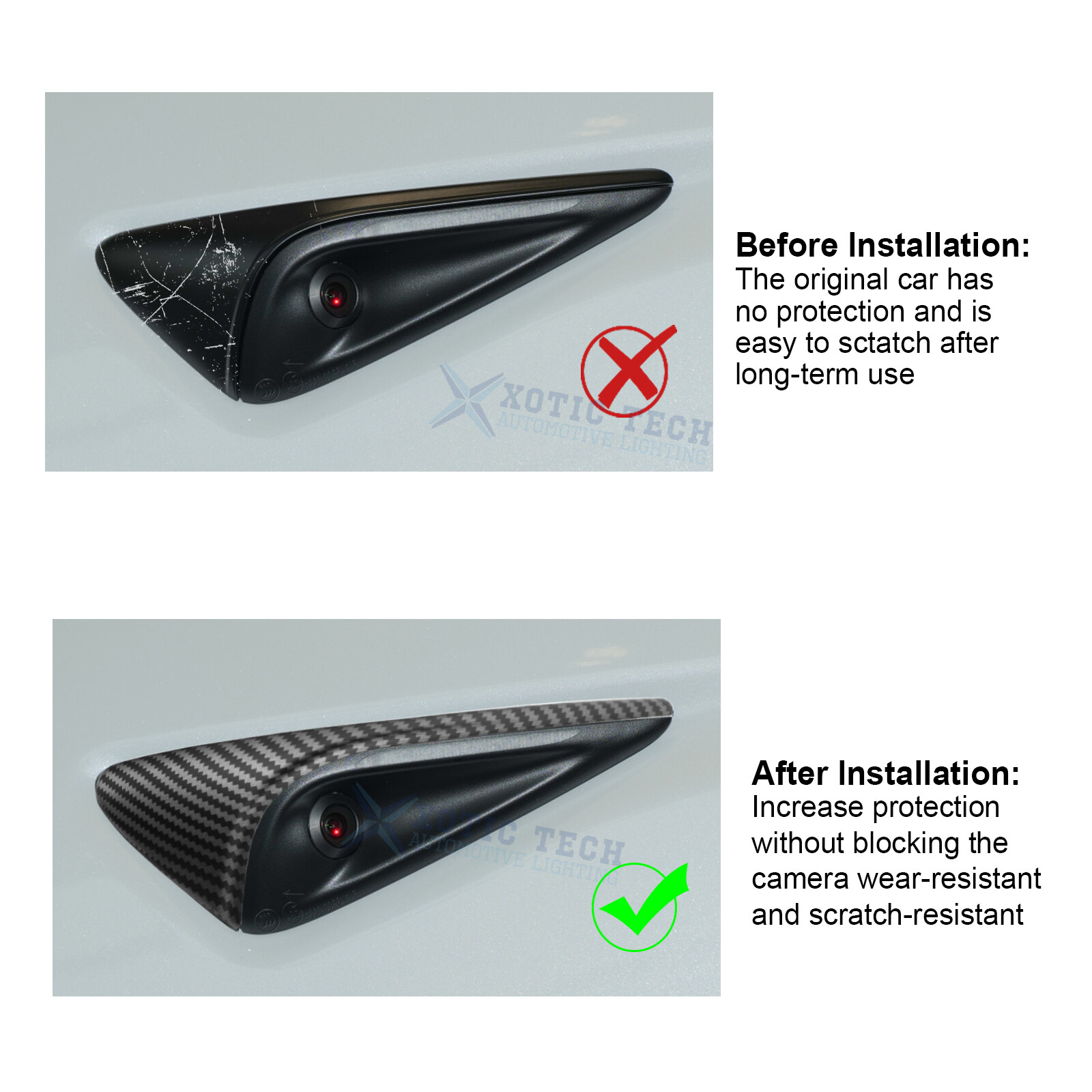 For Tesla 2024 HW4.0 Side Fender Camera Half Cover Matte Carbon Fiber Body Trim